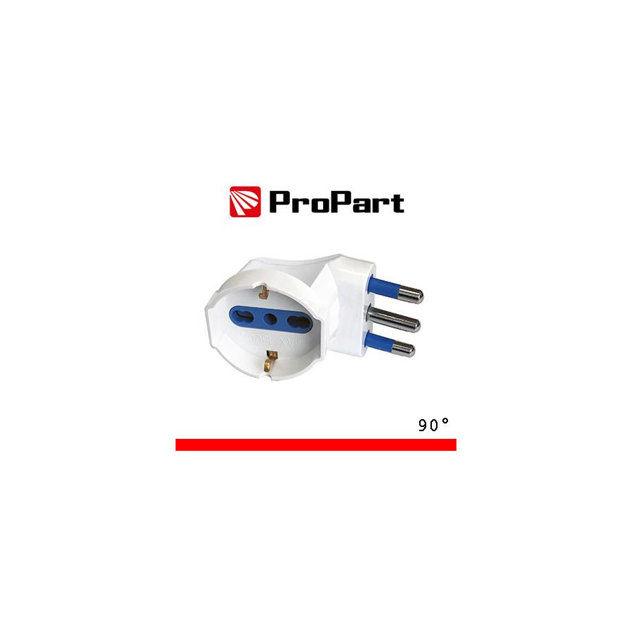 Adattatore schuko 90° spina16A salvaspazio