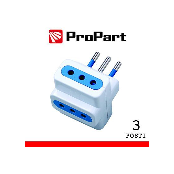 Adattatore 3pos 10A spina10A polybag