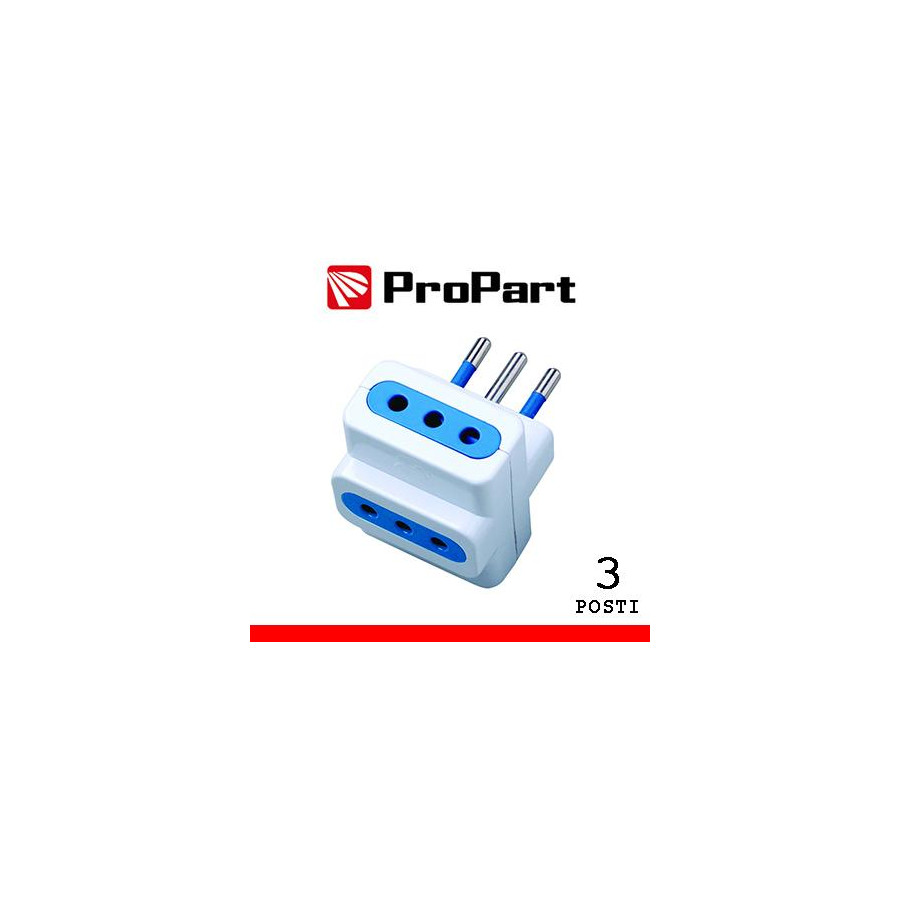 Adattatore 3pos 10A spina10A polybag