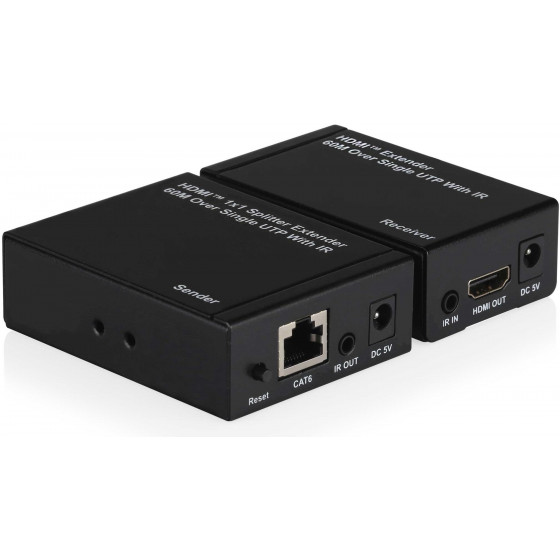 Coppia di Extender HDMI, 60m  UTP, 1080p@60, Loop Out, POE