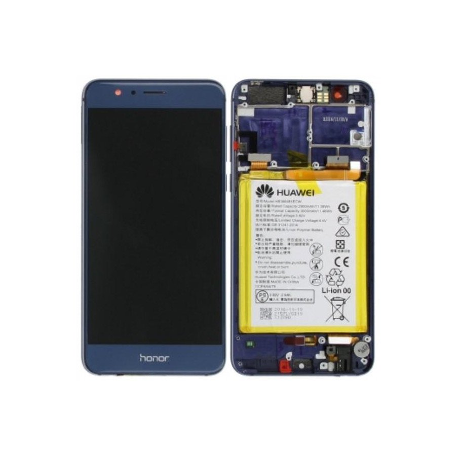 Lcd Con Frame e Batteria 02350USN Honor 8 Originale Blu