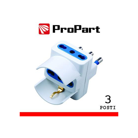 Adattatore 3pos bipasso/schuko spina16A polybag