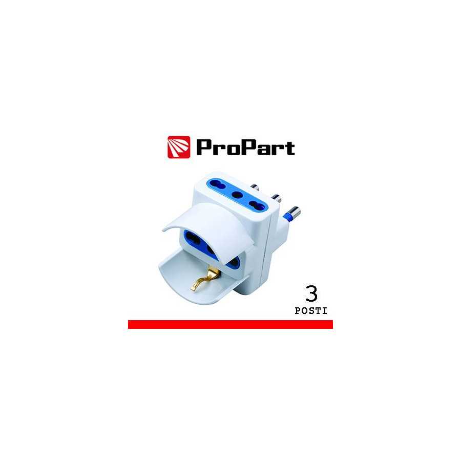 Adattatore 3pos bipasso/schuko spina16A polybag