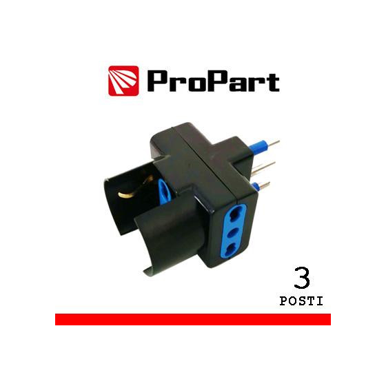 Adattatore 3pos bipasso/schuko spina16A nero