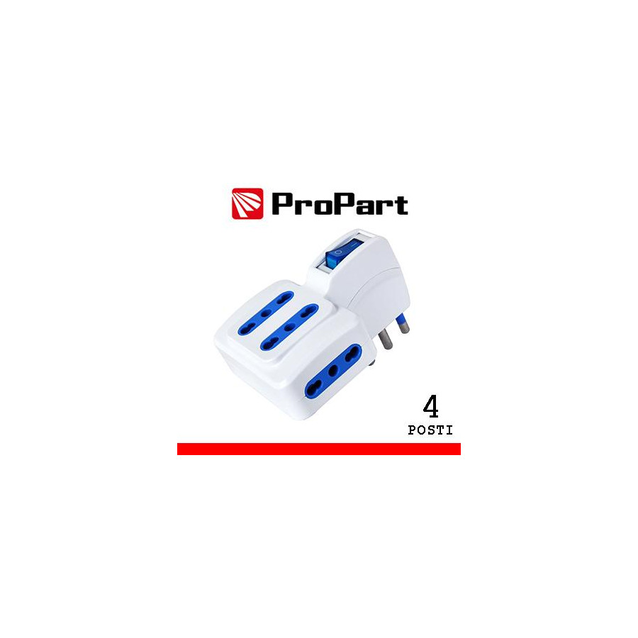 Adattatore 4pos bipasso spina16A salvaspazio + interr.