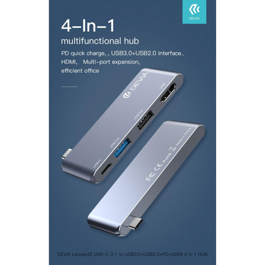 Hub da Tipo-c to HDMI USB3.0+USB2.0+PD 4 in 1
