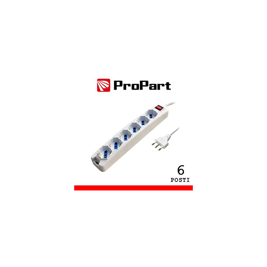 Multipresa 6pos bipasso/schuko spina16A +interr.