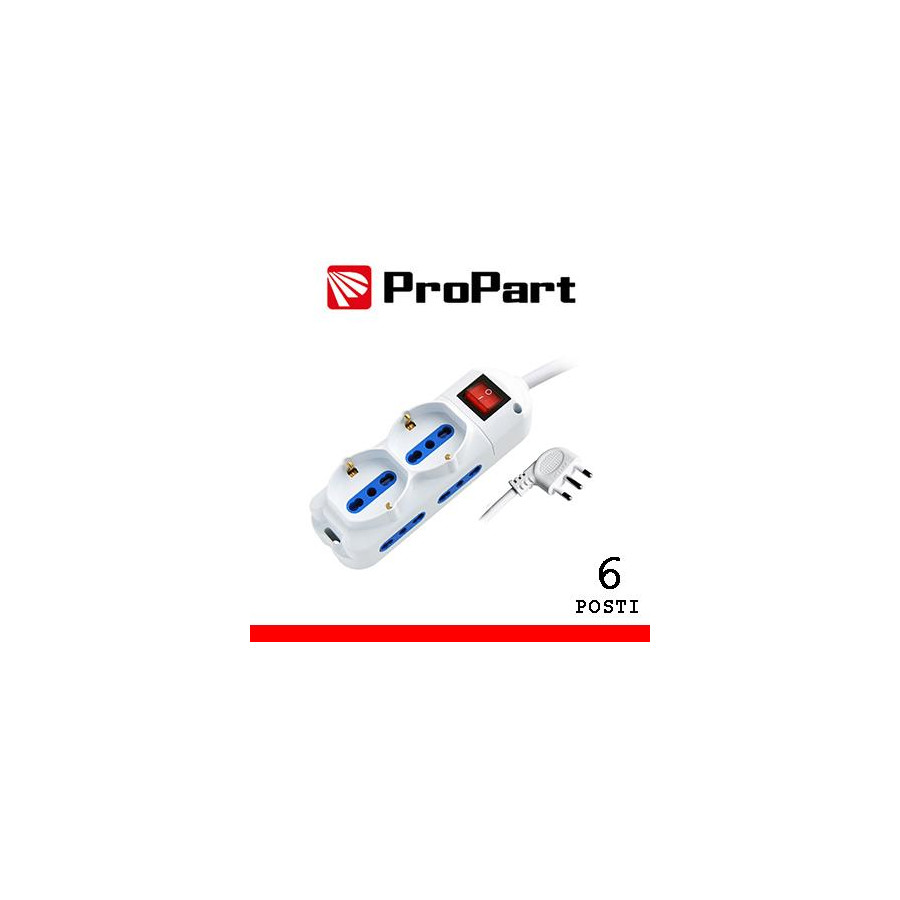 Multipresa 6pos bipasso + bipasso/schuko spina16A +interr.