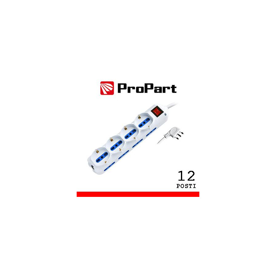 Multipresa 12pos bipasso + bipasso/schuko spina16A +interr.