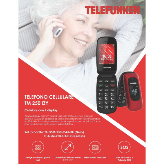 Telefono Cellulare TM 250 Rosso Telefunken