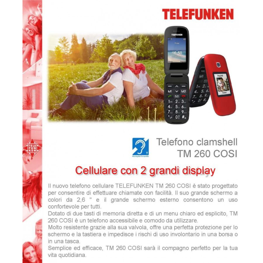 Telefono Cellulare TM 260 Rosso Telefunken
