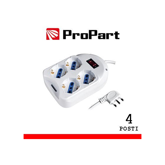 Multipresa 4pos bipasso/schuko spina16A quadrata +interr.