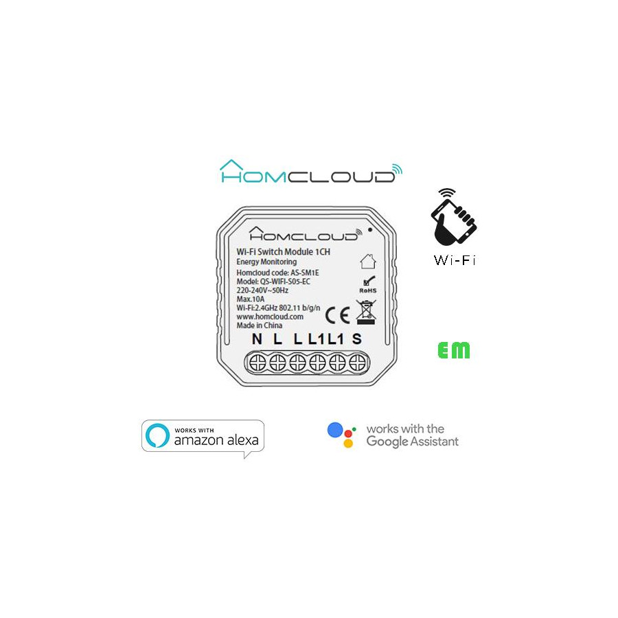 Modulo Interruttore 1 canale Wi-Fi con Monitoraggio Energia