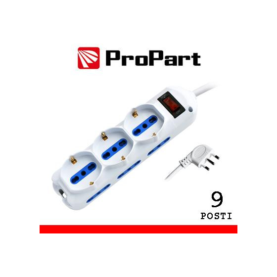 Multipresa 9pos bipasso + bipasso/schuko spina10A + inter.
