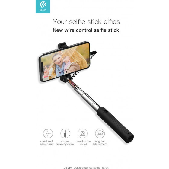 Asta Selfie per iOS con connettore Lightning Lunga 64cm Nera