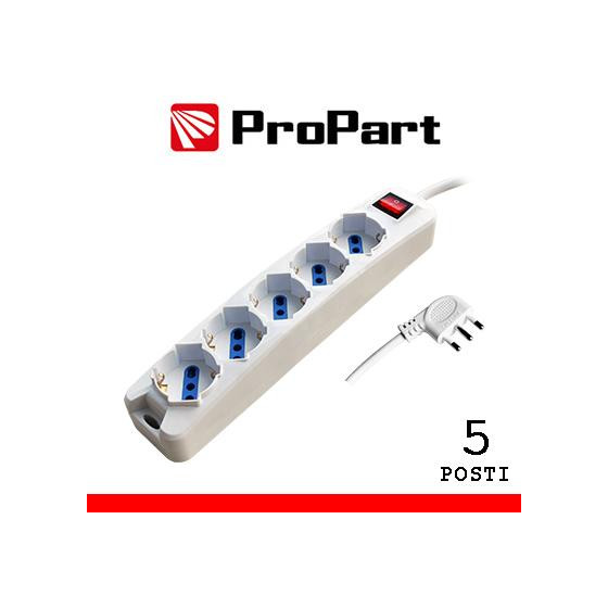 Multipresa 5pos bipasso/schuko spina16A +interr.