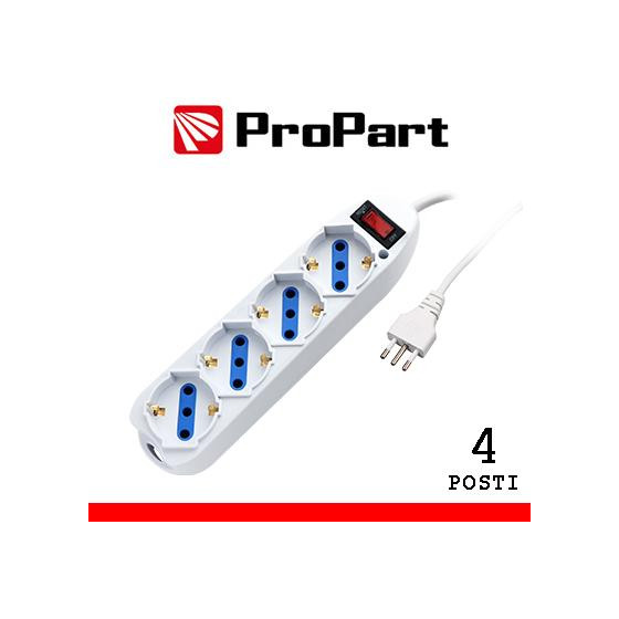 Multipresa 4pos bipasso/schuko spina10A +interr.
