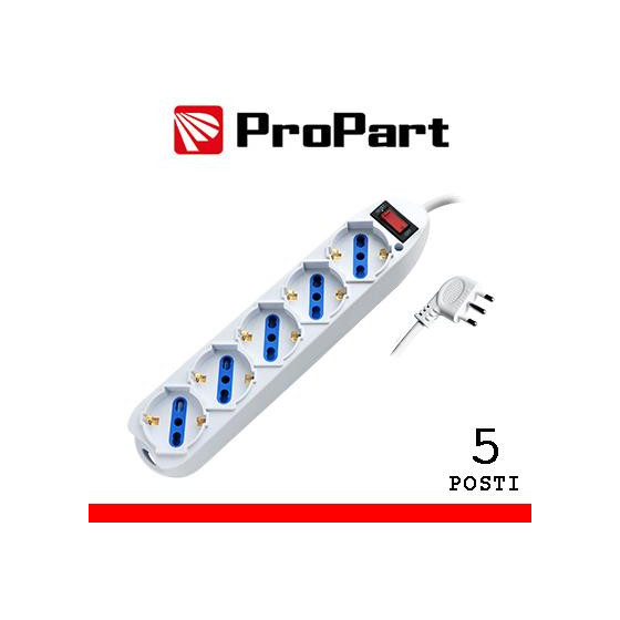 Multipresa 5pos bipasso/schuko spina10A +interr.