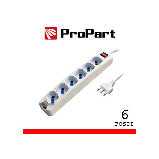 Multipresa 6pos bipasso/schuko spina16A +inter 3m