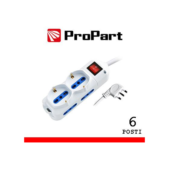 Multipresa 6pos bipasso + bipasso/schuko spina16A +inter 3m