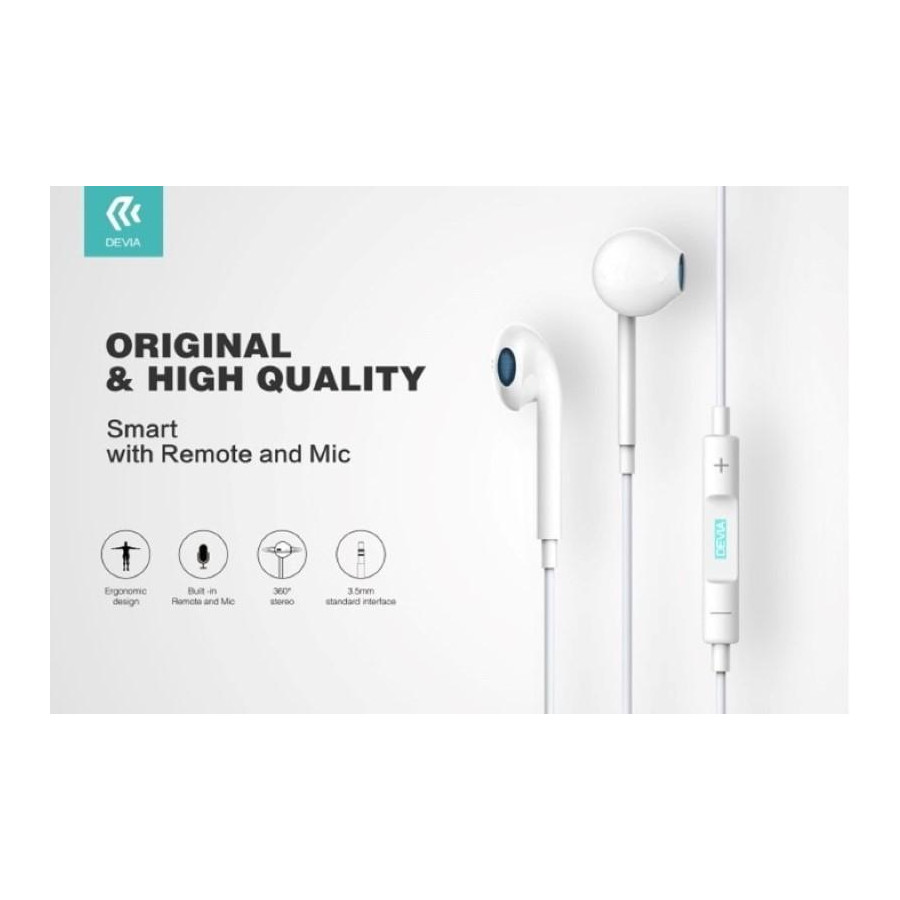 Auricolari Devia Smart con Mic e Controllo 1.2 mt Bianco