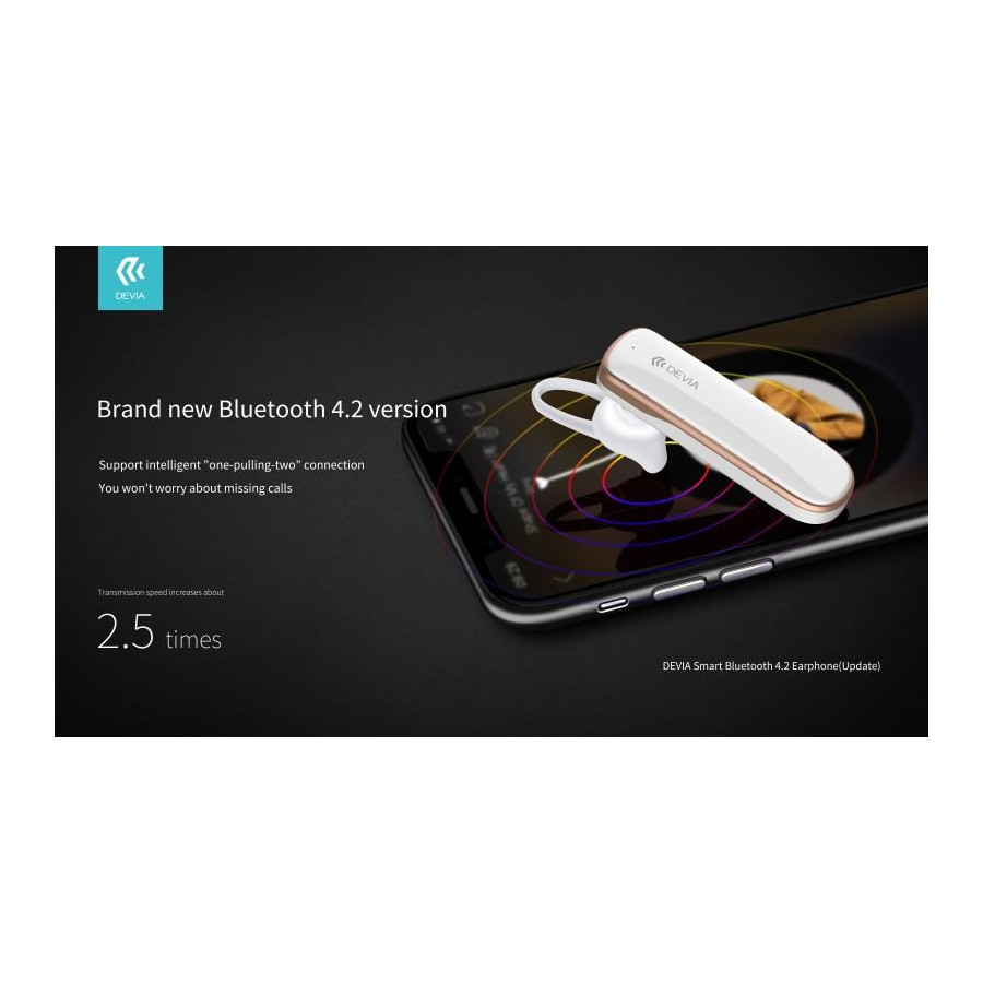 Auricolare Devia Smart Bluetooth 4.2 Riduttore Rumore Bianco