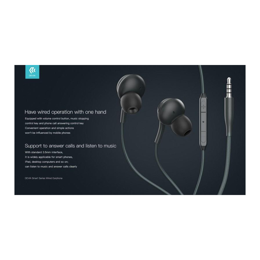 Auricolari Smart Stereo 3.5mm con controllo remoto Grigio