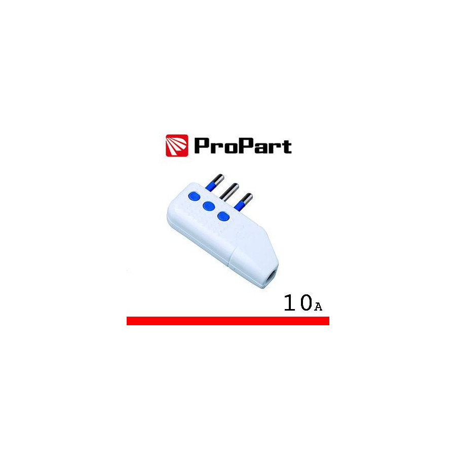 Spina 10A 2P+T uscita cavo 90°