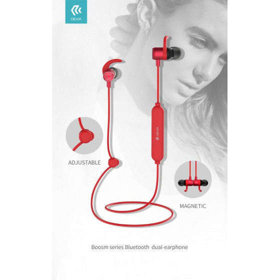 Auricolari Bluetooth Stereo Boosm Sport con Magnete Rosso