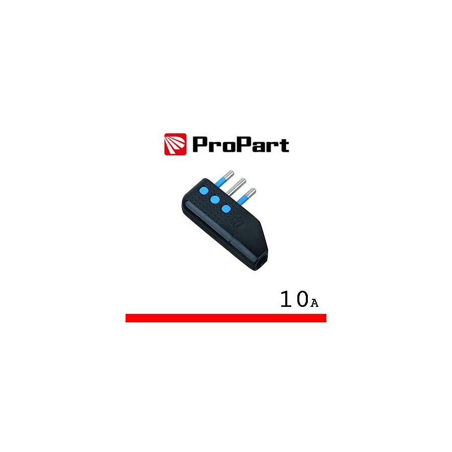 Spina 10A 2P+T uscita cavo 90° nera polybag