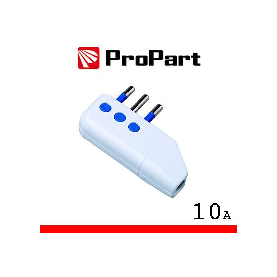 Spina 10A 2P+T uscita cavo 90° polybag