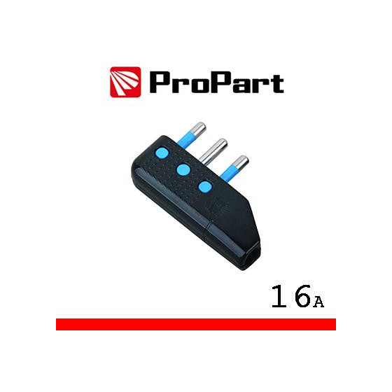 Spina 16A 2P+T uscita cavo 90° nera polybag