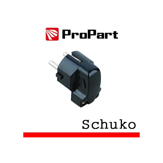 Spina schuko 90° nera polybag