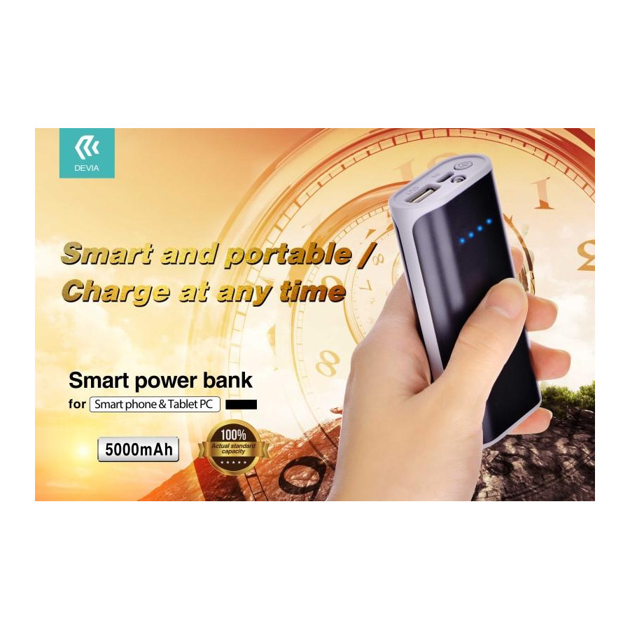 Devia Power Bank Smart 5000 m.a.con Luce Flash