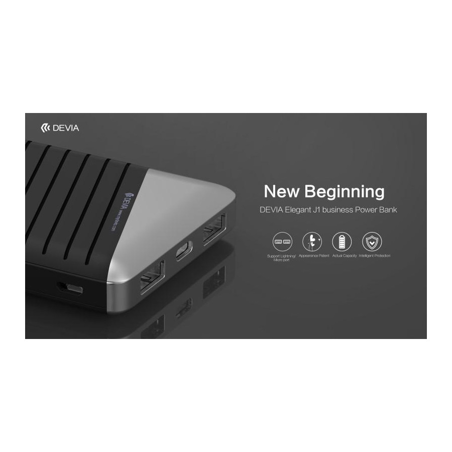 Devia J1 Power Bank 10.000mA Carica Rapida 2.4 A. Nero