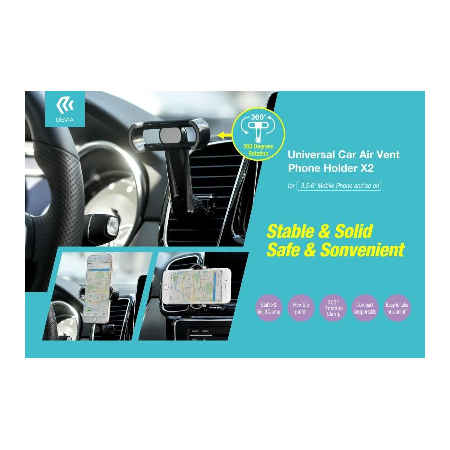 X2 Supporto Smartphone da Auto con Gancio Bocchetta Aria