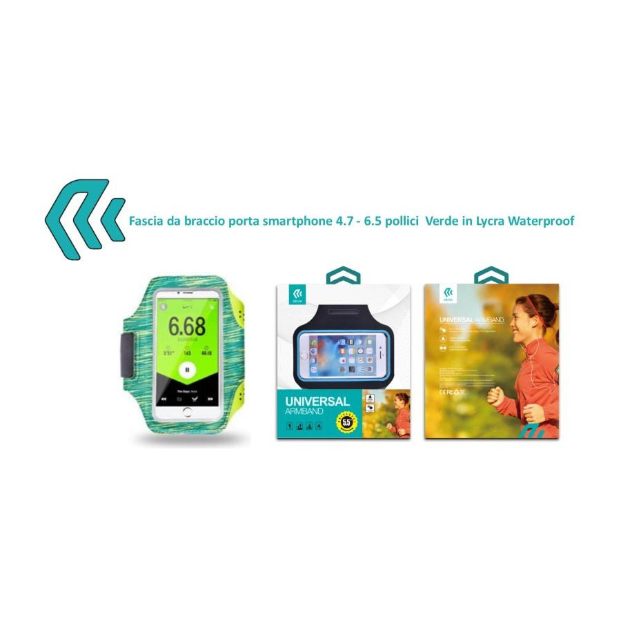 Fascia da braccio porta smartphone 4.7 - 6.5 pollici Verde
