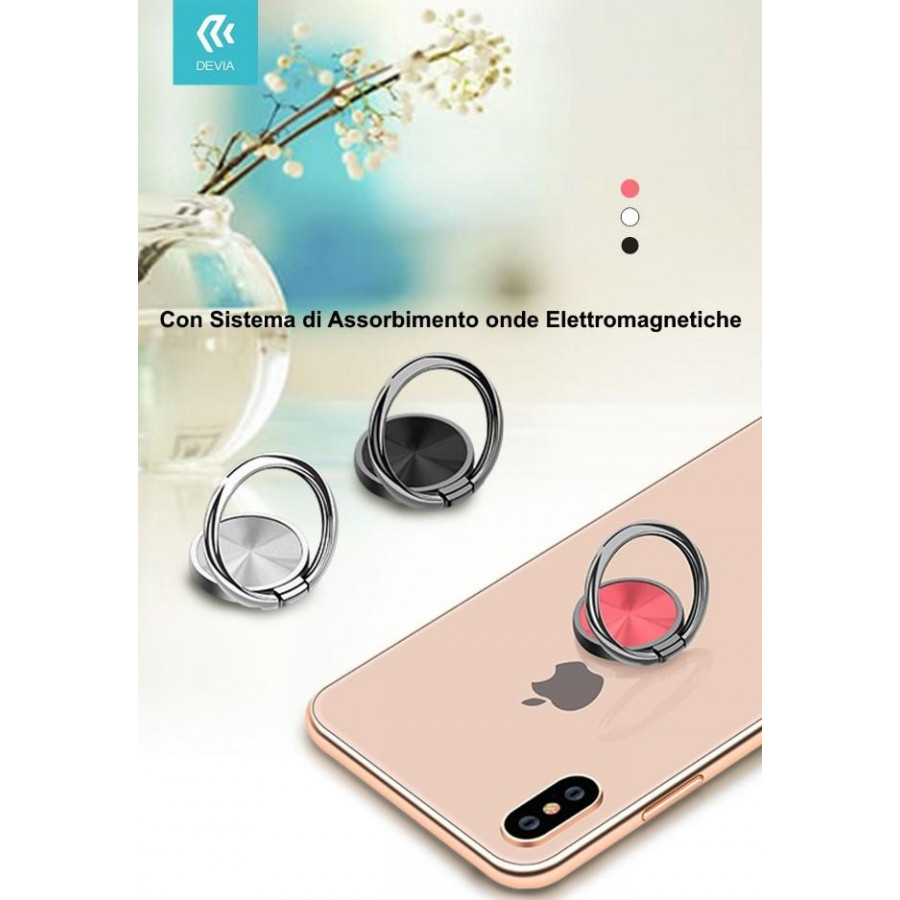 Anello supporto smartphone con Sistema anti onde Bianco