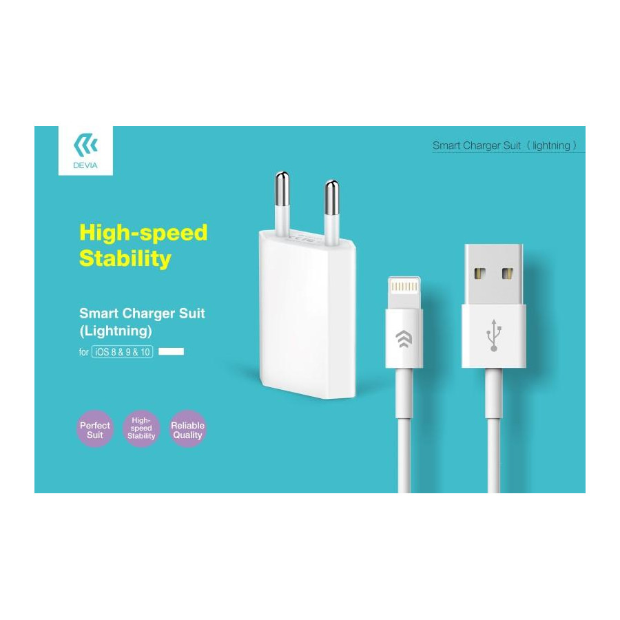 Suit Carica Batt 1 Amper + Cavo Lightning per Apple Bianco
