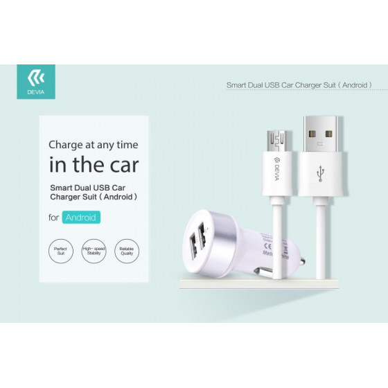 Suit Carica da Auto e Dati M-USB Smartphone Android Bianco