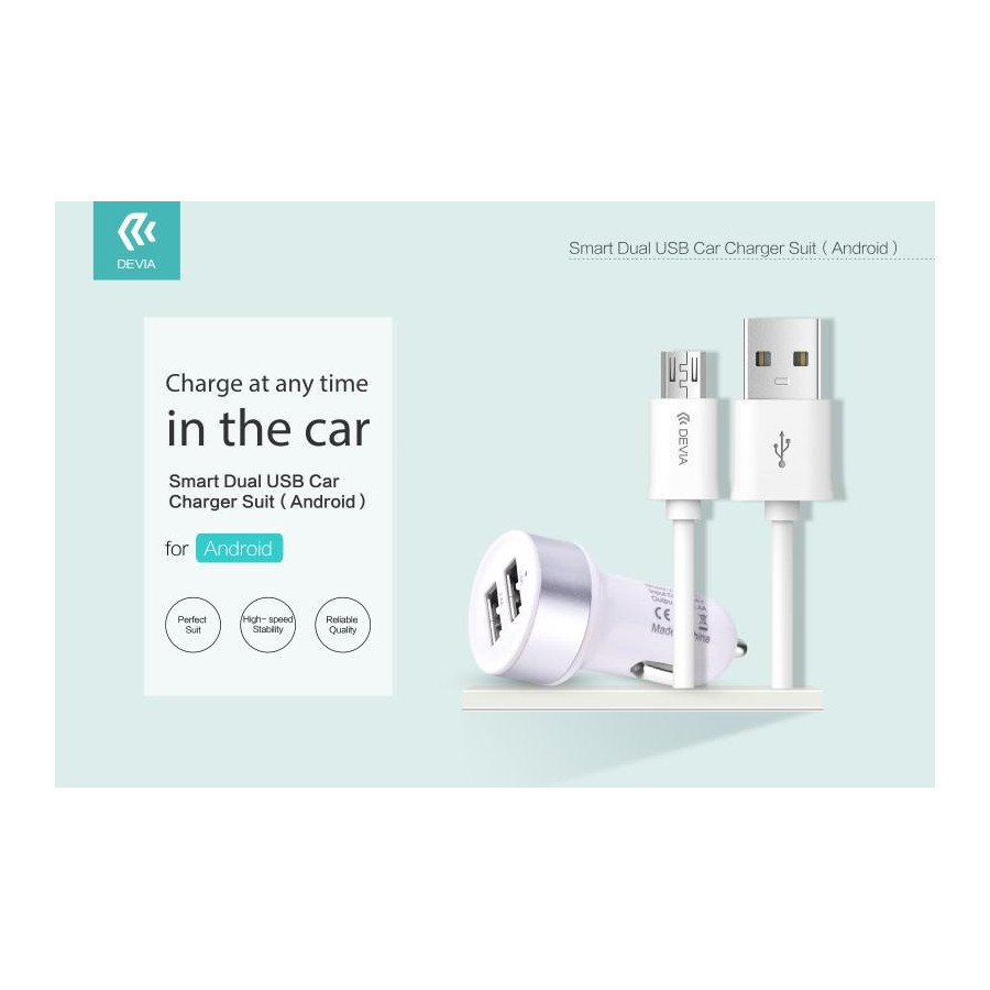 Suit Carica da Auto e Dati M-USB Smartphone Android Bianco