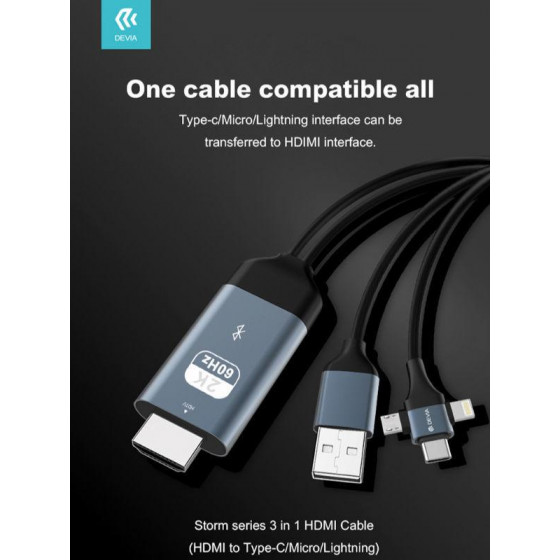 Adattatore da HDMI a Type-C / Micro Usb / Apple Lightning 